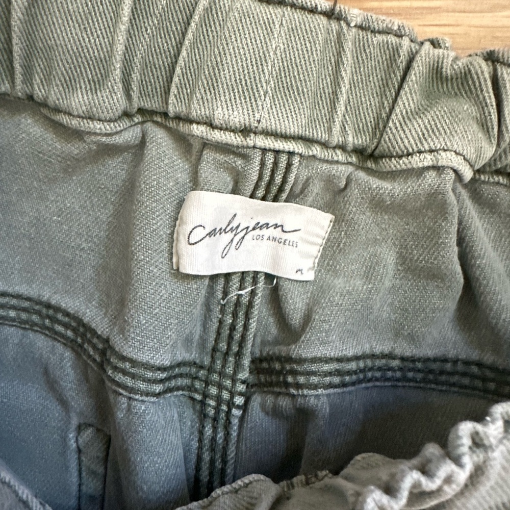 Carly Jean Casual Drawstring Waist Green Utility Pants - Picture 3 of 4